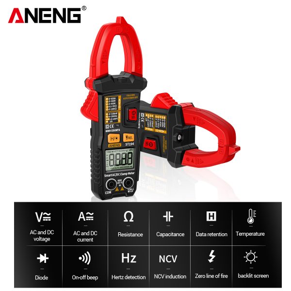 ANENG ST194 Digital 6000 Count True RMS Multimeter Clamp Meter DC/AC Current Clamp Voltage Car Tester Hz Capacitance Ohm Tool
