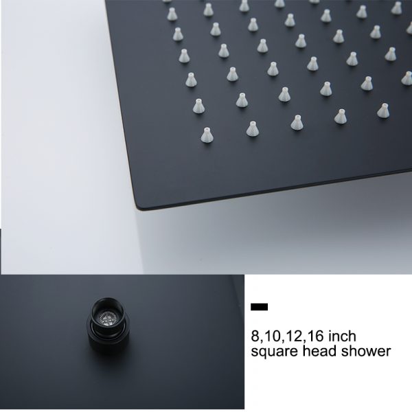 Modern Two Functions Matte black Square Wall Mount Bathroom button 38 Thermostatic Hidden Faucet Rain Shower Systems Set - Image 4