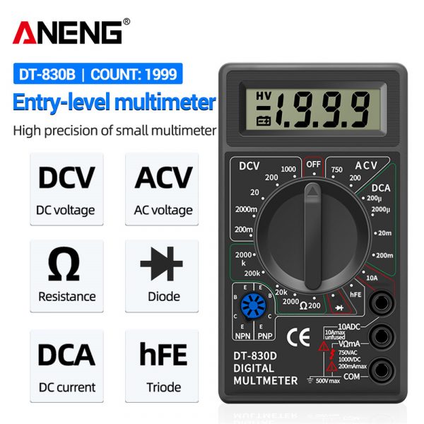 ANENG DT830B AC/DC LCD Digital Multimeter 750/1000V Voltmeter Ammeter Ohm Tester High Safety Handheld Meter Digital Multimeter - Image 6