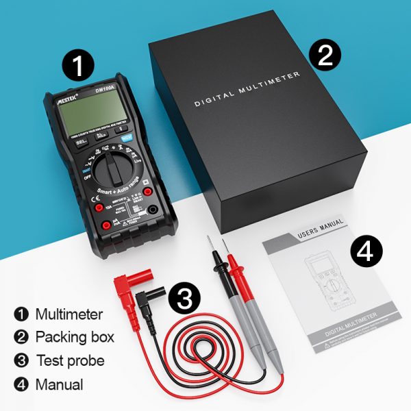 NCV Digital Multimeter DM100A 10000 counts Multimeters Auto Ranging AC/DC voltage Meter Tester Multimeter - Image 2
