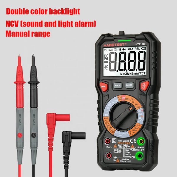 Habotest Digital Multimeter NCV Voltage Capacitance Frequency Transistor Tester 1000V AC DC Ohm True RMS Multi Meter HT118C - Image 3