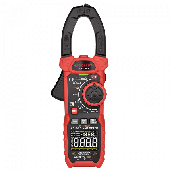 Digital Clamp Meter HT208D 6000counts HABOTEST Voltage 1000V Ohm Hz Temperature NCV, VFD , Current,DUTY test  Inrush DCA DMM - Image 6