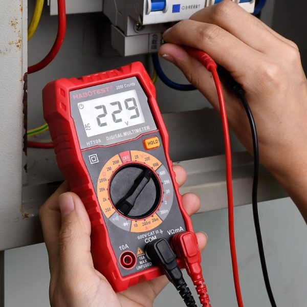 Portable Digital Multimeter 2000 Counts HT108L Ammeter 10A 600V Voltmeter AC/DC Ohm Diode Tester Double Fuse Protection HD - Image 4