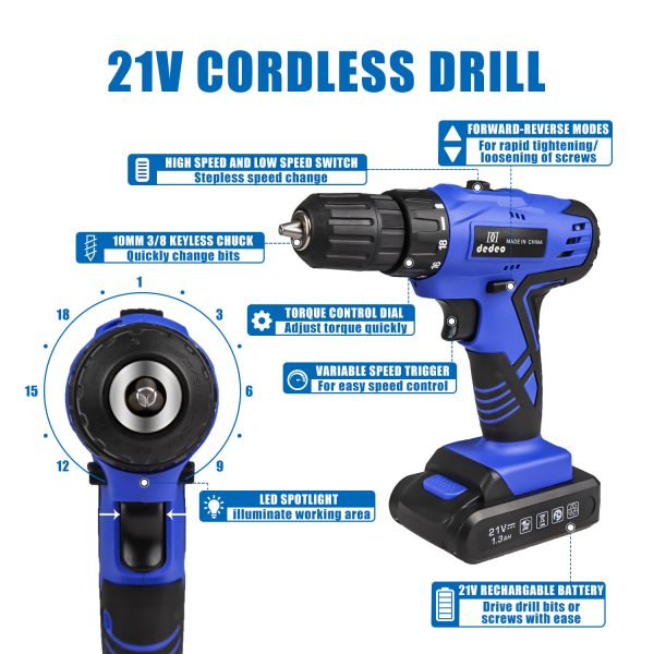 21V Mini Power Tool Accessories Chuck Charging Cordless Drill Sale 18v Combo Kit China - Image 2