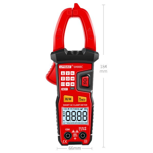 6000 counts 600A AC Current Voltage Ture RMS NCV Multimeter Frequency LED FlashLight  Digital Smart Clamp Meter - Image 5