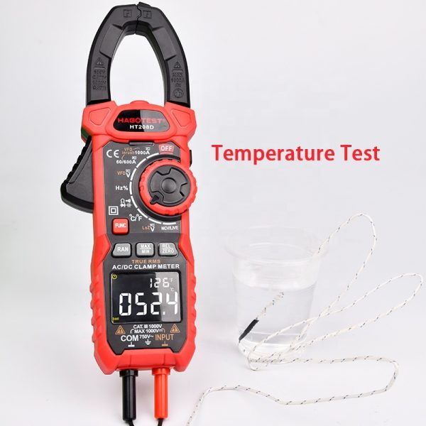 Advanced Digital Multimeter 1000V 1000A Current Clamp Meters Inrush Current VFD Temperature Capacitance Ohm AC DC Tester HT208D