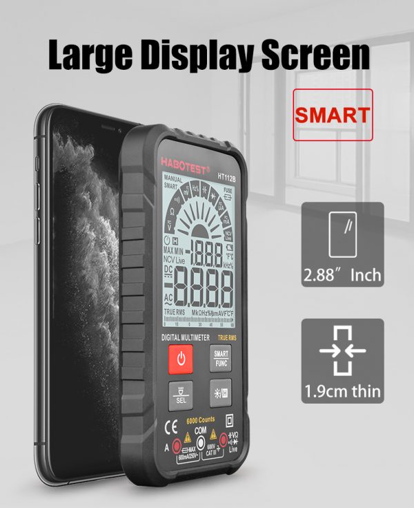 Habotest Ultramodern Smart Digital Multimeter HT112B for Measuring Frequency from 99.99 Hz to 9.999M Hz - Image 4