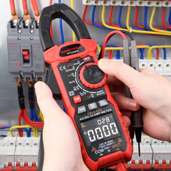Professional Digital Multimeter Current Clamp Meter VFD Ohm 1000V AC DC Temperature Capacitance Inrush Current Tester HT208D - Image 3