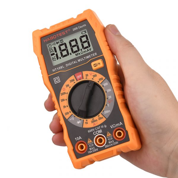 HABOTEST HT108L Handheld Digital Multimeter 600V Voltage Detection 2000 Counts Display Manual Range True RMS Measurement - Image 6
