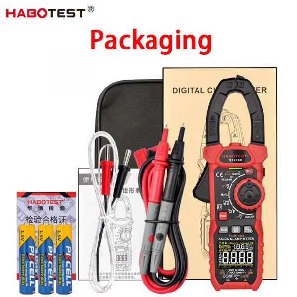 HABOTEAT HT208D 6000 Counts AC/DC Digital Clamp Meter Resistance Capacitance NCV T-RMS Diode Test Continuity VFD LowZ Inrush - Image 5