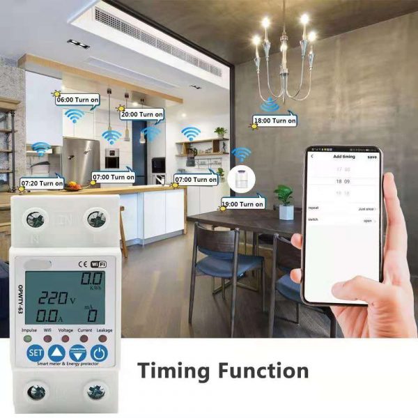 Remote control on/off  Power meter for over current voltage measurement wi-fi kWh meter LCD screen TUYA APP WiFi Smart Circuit - Image 2
