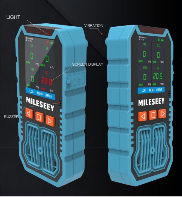 Mileseey 4 in 1 poisonous gas detector H2S/CO/O2/ EX gas analyzer meter High Precision Monitor Quality Detector