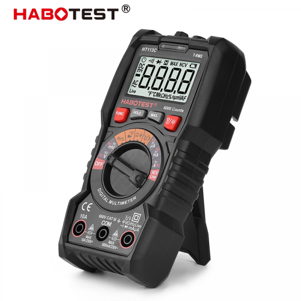 HABOTEST HT113C Multiple Function Measuring Voltmeter Ammeter NCV Continuity Testing LED and Buzz Alarm 6000 Counts Tester - Image 4