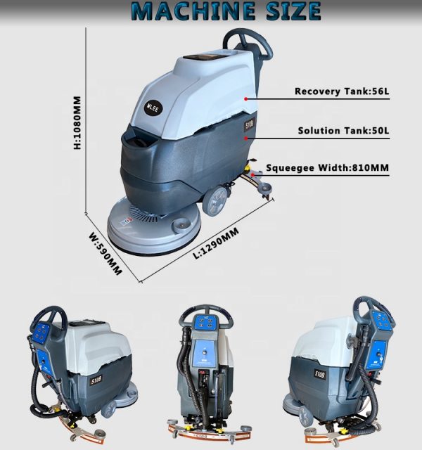 MLEE 510B 24V Battery Gym Fully Automatic Floor Scrubber Concrete Cleaning Machine - Image 3