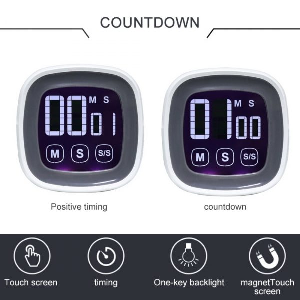 Digital Touch Timer Kitchen Cooking Food Switch House Electronic Countdown Baking Alarm Reminder Magnetic Back with LCD Display - Image 3