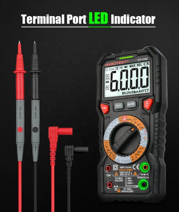 Handheld Multi Meter  hand tools  AC DC Digital Multimeter 10A with 100mF Capacitance 60M ohms  HT118C Habotest - Image 2