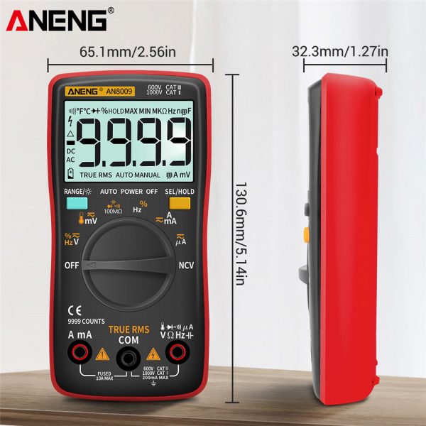 ANENG AN8009 Standard Digital Multimeter Transistor Capacitor True-RMS Tester Automotive Electrical Capacitance Meter Temp Diode - Image 5