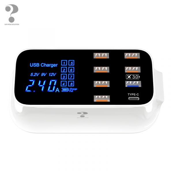 Powered USB Hub 4-Port USB 3.0 Hub with 6 USB & 1TPC and 1QC3.0 Smart Charging Port with Intelligent digital display - Image 5