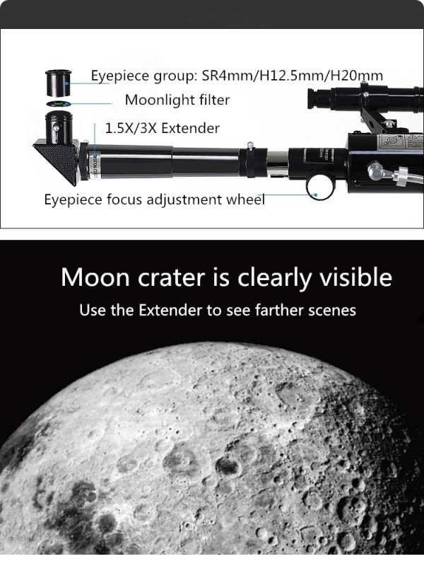 Telescope Astronomical Manufacturer 90060 HD Professional Astronomical Refractor Telescope for Kids Learning the Stars& Planets - Image 5