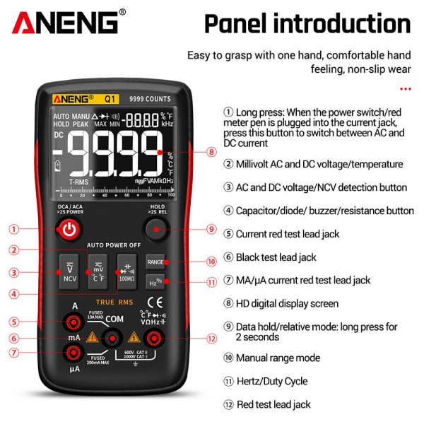 ANENG Q1 Digital Multimeter 9999 Analog Tester True RMS Professional Multimetro DIY Transistor Capacitor NCV Testers Lcr Meter - Image 3