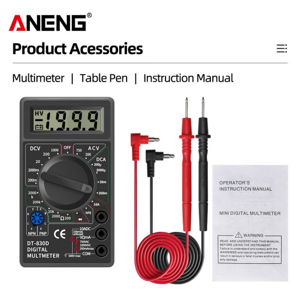 ANENG DT830B AC/DC LCD Digital Multimeter 750/1000V Voltmeter Ammeter Ohm Tester High Safety Handheld Meter Digital Multimeter - Image 5