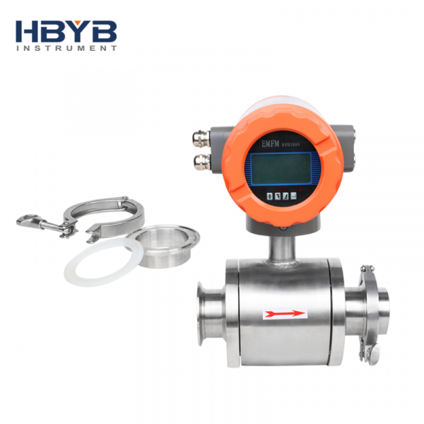 HBYB one button clear 4-20ma RS485  sanitary electromagnetic dairy flowmeter flow meter types - Image 2