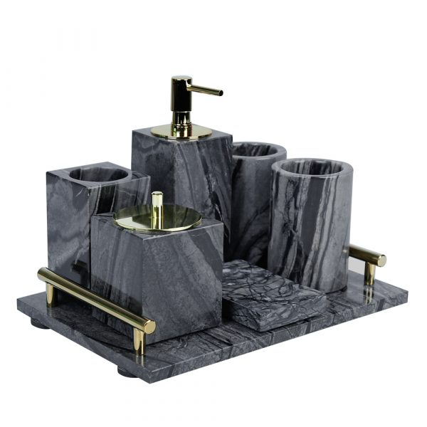 Home Marble Bathroom Accessories Set Marble Effect Accessory Bathroom Set - Image 5