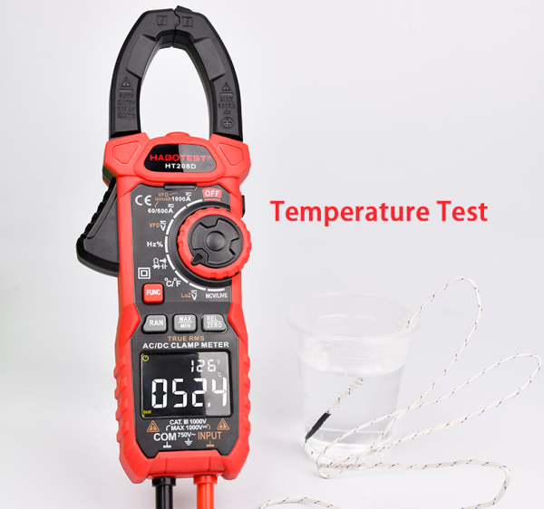 HABOTEST HT208D AC DC 1000A Ammeter Voltmeter Digital Clamp Meter Auto or Manual Range Capacitance Frequency Temperature Test - Image 2