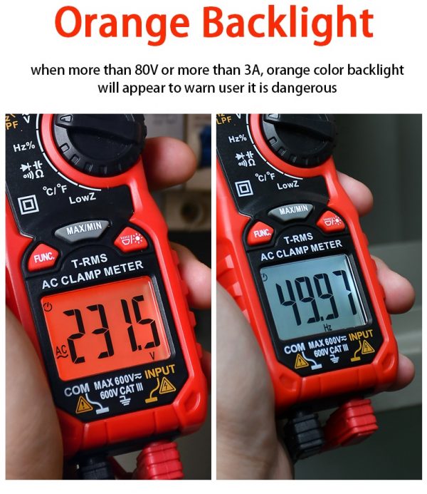 HABOTEST Luxury Version HT206D Portable NCV Digital Clamp Meter Ammeter Voltmeter Capacitance Battery Tester 6000 Counts - Image 3