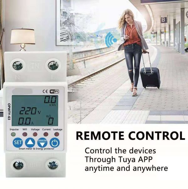 Tuya wifi auto recovery over under voltage over current protector kwh power meter led display for smart home - Image 3