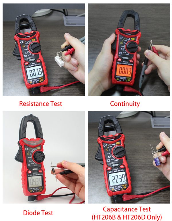 HT206D Digital Clamp Meter by Habotest for Measuring AC/DC Voltage and Current - Image 5