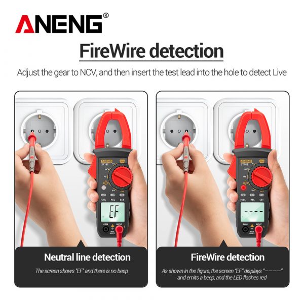 ANENG ST182 Digital Clamp Meter AC Current Multimeter DC/AC Voltage Ammeter Voltages Tester Amp Hz Capacitance NCV Ohm Test - Image 4