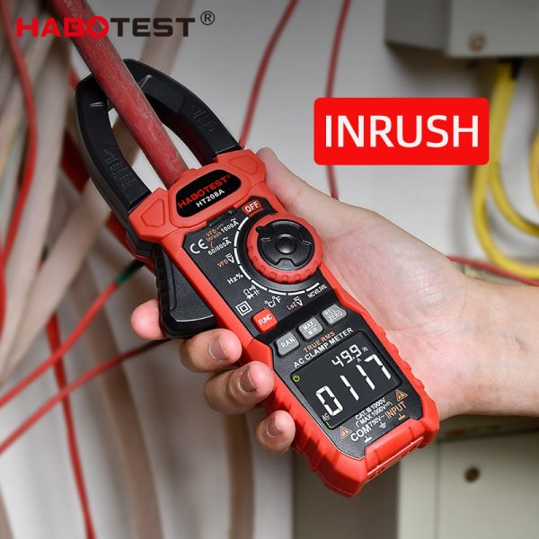 HT208A 6000 Counts AC Digital Clamp Meter 1000A Amp Meter T RMS Pliers Ammeter Voltmeter INRUSH VFD REL Tester  VA-LCD Display - Image 4