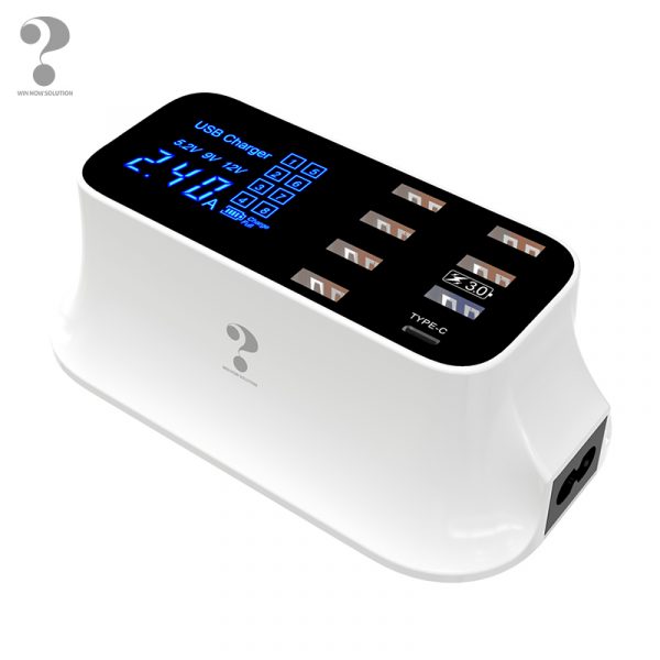 Powered USB Hub 4-Port USB 3.0 Hub with 6 USB & 1TPC and 1QC3.0 Smart Charging Port with Intelligent digital display - Image 2