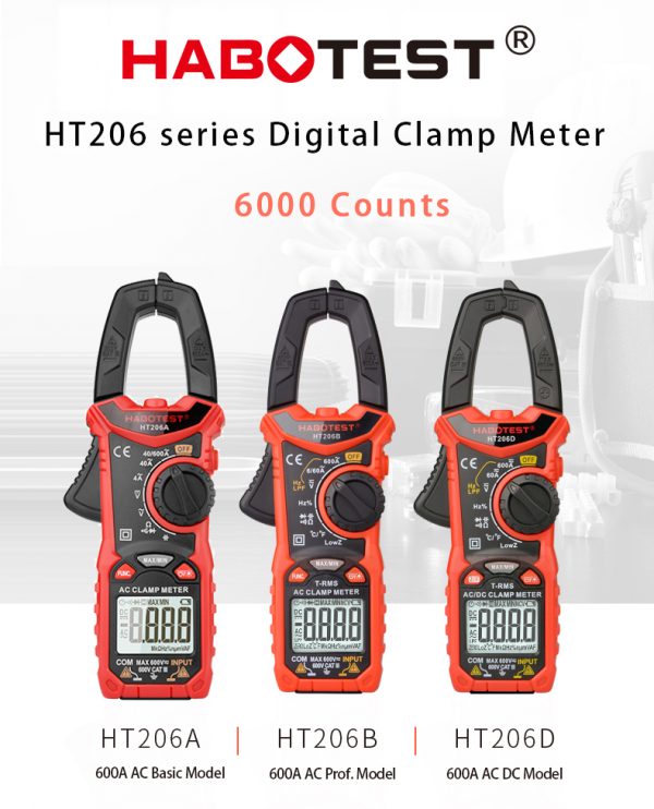 High Precision Handheld HT206A 4000 Counts Portable AC Pliers Ammeter Digital Clamp Meter MAX Ohm Capacitance Tester Voltmeter - Image 4