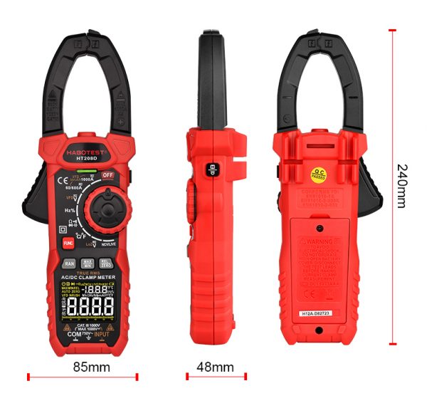 HABOTEST HT208D AC DC 1000A Ammeter Voltmeter Digital Clamp Meter Auto or Manual Range Capacitance Frequency Temperature Test - Image 3