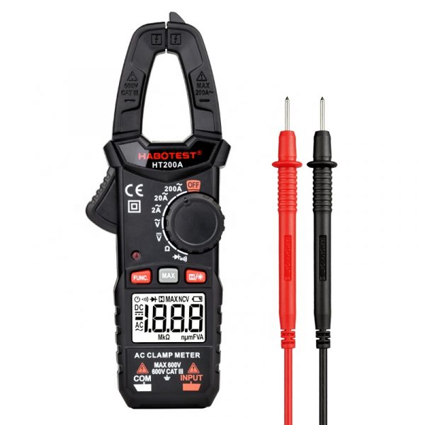 HABOTEST HT200A Clamp Meter Digital Amperometric Clamp Auto Range Voltage Meter Voltmeter Ammeter Transistor Tester 600V 200A - Image 6