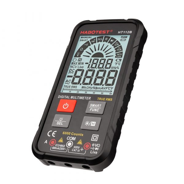 Habotest Up-to-Date  HT112B  Digital  6000 Counts T-RMS  Multimeter Tester Handheld Phone-Shape Professional Meter - Image 6