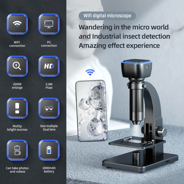 2mp 315W wifi digital microscope usb electron microscope camera connecting to mobile phones and computer - Image 2