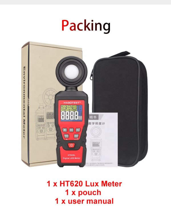 Habotest High Accuracy HT620 Digital LED Light Meter with VA Color LCD Display - Image 4