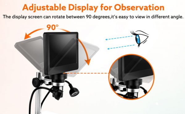 7inch Monitor HD1080P Digital Microscope camera with Remoter 1200X Magnification External LED Light fixed base video recording - Image 4