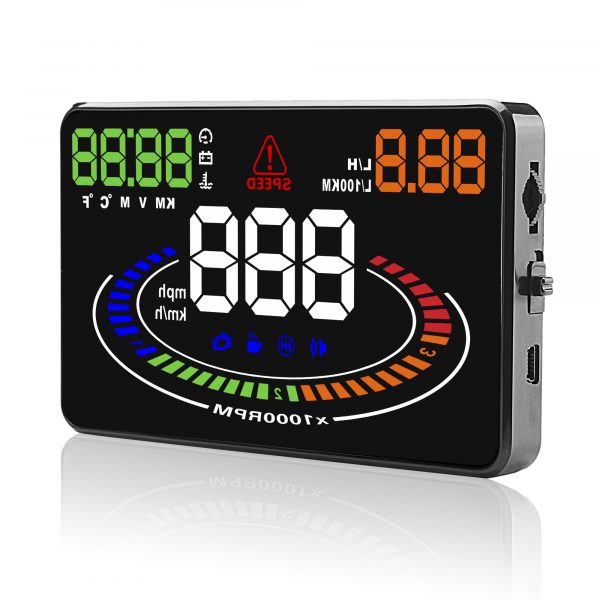 Car HUD Obd2 Voltmeter Digital Water Temp Motorcycle Led Tachometer Rpm Odometer Multi-function OBD Gauge E300 Head Up Display - Image 5