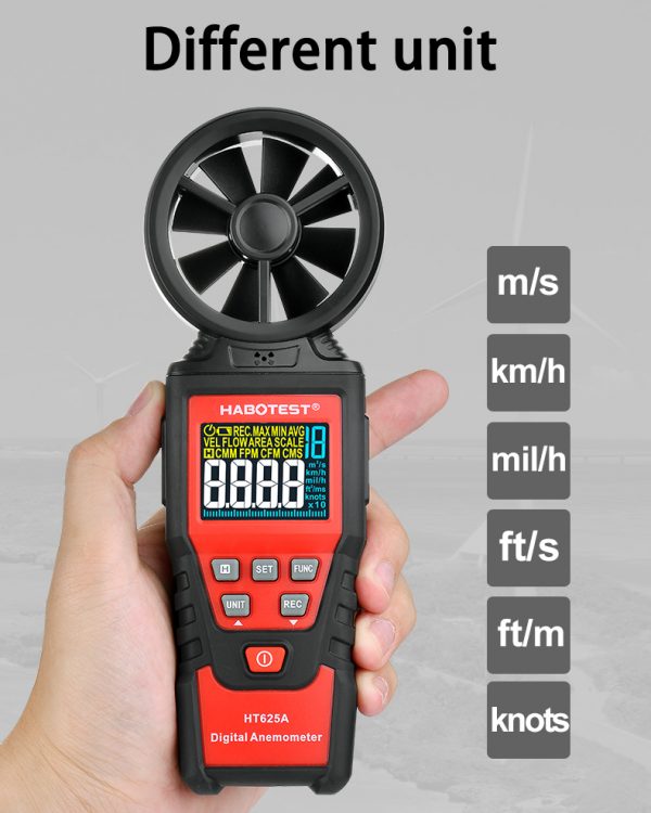Handheld Anemometer Portable Wind Speed Meter CFM Meter Wind Gauge with LCD Backlight for Weather Data Collection Outdoor Events - Image 5