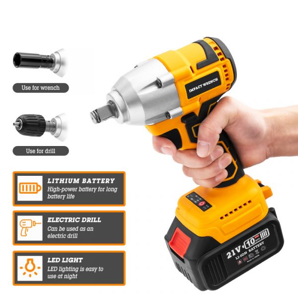 High Torque 21V Industry Lithium Battery Power Tools Charger Cordless Impact Electric Wrench - Image 4