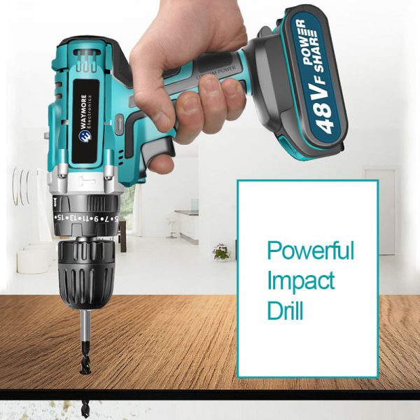 48V 55N.M high quality Impact battery Drill electric screwdriver Tools Cordless Power Hammer Drill - Image 2