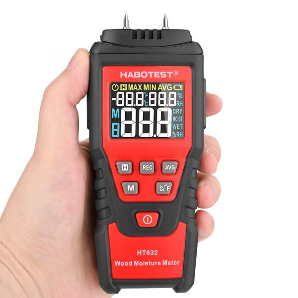 HABOTEST HT632 Two Pins Digital Wood Moisture Meter Wood Humidity Tester Timber Damp Detector With LCD Display Tree Density Test - Image 2