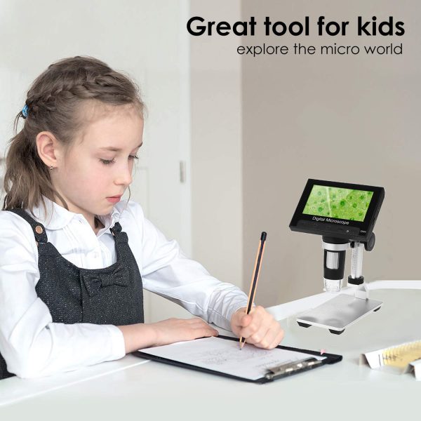 1080P LED Digital Magnifier 1000X 4.3 LCD Display Dm4 Portable Electric Microscope with Holder Base For Cellphone Repair - Image 3