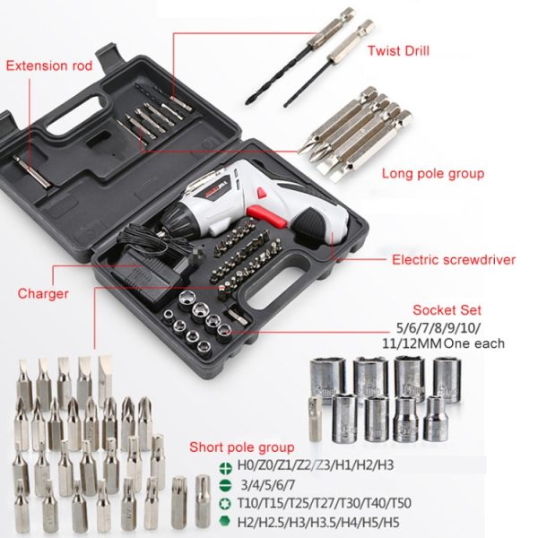 Multi-functional 4.8V Rechargeable Electric Screwdriver Bit Powered Cordless Screwdriver Drill Precision Screwdriver Set