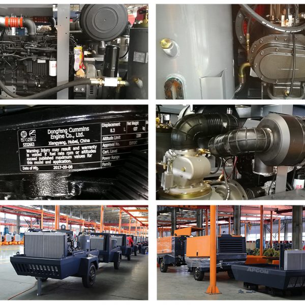 APCOM 13bar 132kw 550cfm Diesel Engine Air Compressor Driven Screw 550 Cfm Portable Air Compressor with Diesel Engine - Image 4