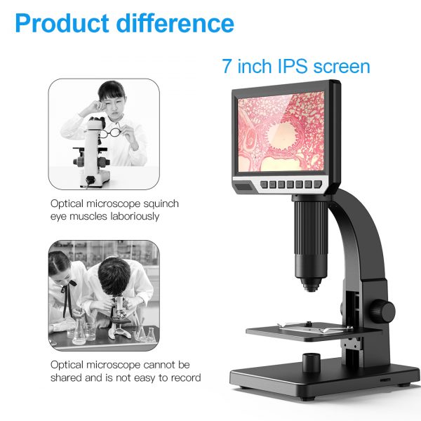 2020 newest 7 Inch IPS HD screen digital microscope 12MP 2000X optical microscope lab microscope - Image 3